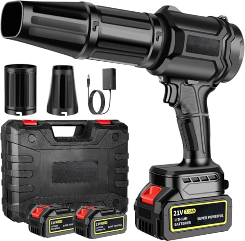 Souffleur de Feuilles sans Fil,300000 RPM,2 Batteries 3.0Ah & Chargeur Inclus,30 m/s,débit d'air Turbo,sans balais, léger et Portable pour Jardin, Patio, Voiture et Camping (Nero)