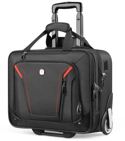 star cloud Rigid Frame Rolling Laptop Bag 18×14×8, Water-Resistant Rolling Briefcase with Wheels, Business Travel Computer Bag, Underseat Carry on Luggage for Men & Women