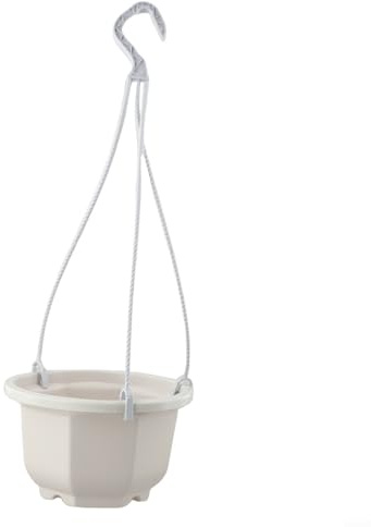 Yuanpgky Pot de fleurs à suspendre en plastique blanc avec crochet amovible, design de drainage pour balcon, jardin, panier de plantes pour fougères, lierre et plantes araignées (E160)