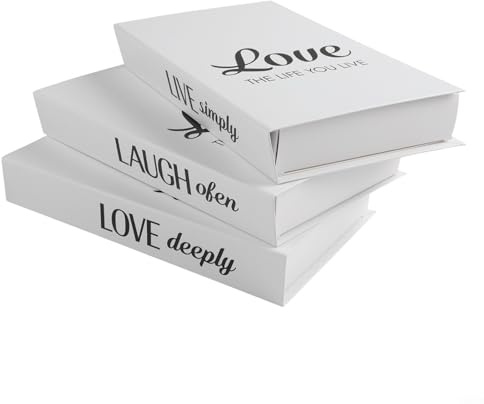 Lot de 3 livres décoratifs pliants pour étagères et tables basses (Love)