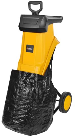 Hoteche Trituratore elettrico da giardino, 2500 W, capacità di taglio 4500 giri/min, 40 mm, scatola da 50 l, colore arancione e nero