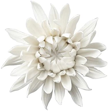 FashionCha Keramikblume 3D Blumen Skulptur Wanddekoration Handgefertigtes Keramikornament Wandkunst für Innenraum Außenbereich Terrasse Kinderzimmer, Gänseblümchen 8,5 cm