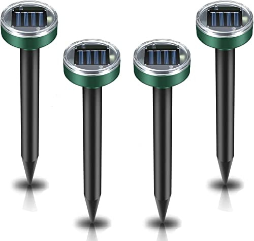 Professionnel Répulsifs Solaires Anti-Taupes,4 pièces Répulsif Contre Les Taupe,Répulsif Contre Les campagnols, Répulsif à ultrasons,Répulsif Solaire Contre Les Taupes