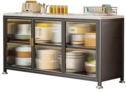 ZYWMZJ Heavy Duty Microwave Oven Cabinet – Industrial Floor-Standing Storage Rack with Sliding Doors, Multifunctional Kitchen Sideboard for Countertop Appliances(60cm)