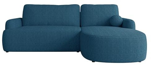 Mirjan24 Ecksofa Loridu Cord für Wohnzimmer mit Schlaffunktion und Bettkasten, Eckcouch, L-Sofa, Polsterecke, abgerundete Kanten (Poso 05, Seite: Rechts)