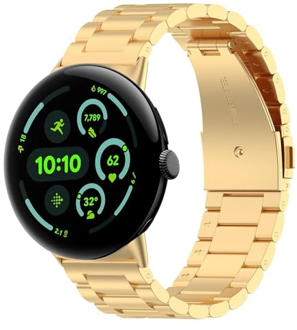 Wigento Metall Armband für Google Pixel Watch 4/3 45mm, Schnellverschluss, verstellbar, atmungsaktiv, Uhrenarmband (Silber)