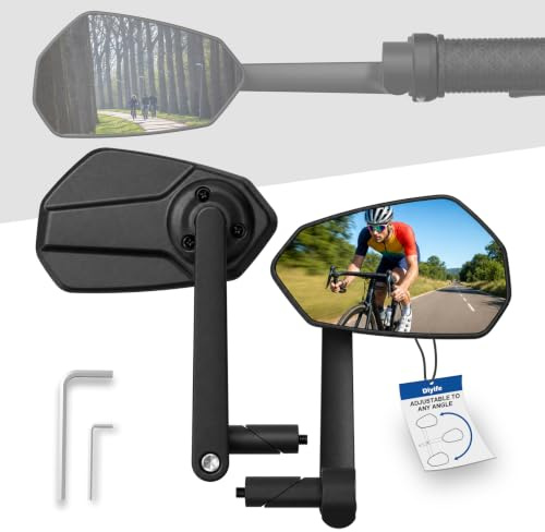 Diyife Bar End Bike Mirrors, HD Large Wide Angle, 360° Adjustable, 1 Pair