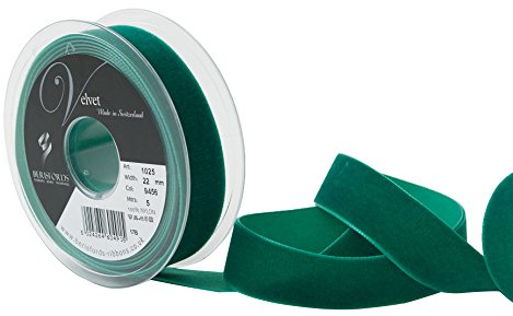 Berisfords Velvet Ribbon Emerald 30mm - Nylon Craft Ribbon for Sewing, Gift Wrapping and Hair Accessories