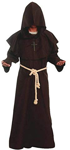 Gothden Golden service Priester Robe Mönch Mittelalterliche Kapuze Kapuzenmönch Renaissance Robe Kostüm