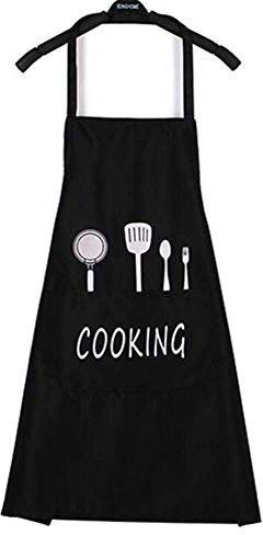 Schürze, wasserfest, Polyester, für Erwachsene, zum Kochen, Backen, für Restaurant, Grill Café Reinigung Schürzen Arbeitsschürzen Männer, Frauen, Mädchen, Damen, Gartenarbeit, Küchenzubehör Schwarz