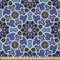 ABAKUHAUS Östliches Blumenmuster Stoff als Meterware, Mediterrane Blume, Seidiger Satin Stoff für Polster Heimtextilien, 1M (160x100cm), Königsblau