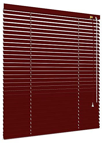 Alu Jalousie viele Größen und Farben Aluminium Lamellen Rollo Faltrollo Jalousette Wandmontage Deckenmontage Tür Fenster Sonnenschutz Sichtschutz Blendschutz Hitzeschutz (140 x 160 cm, Bordeaux)