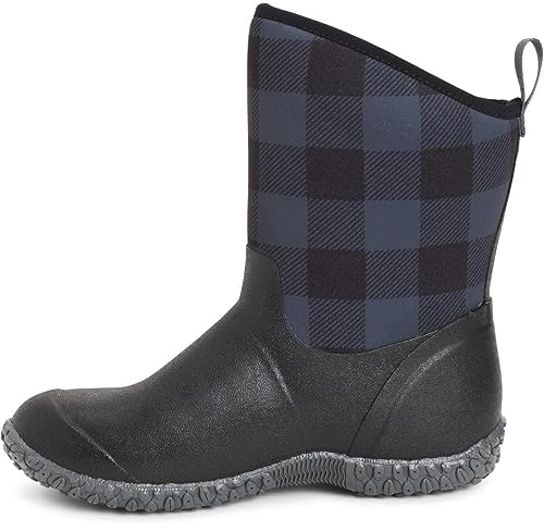 Muck Boots Women's Muckster II Mid Pull on Waterproof Mid Boot, Black Plaid, 6