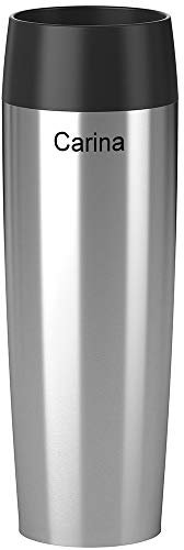 Isolierbecher MIT Gravur - Oben - (z.B. Namen) TRAVEL Mug Grande XXL 500ml Edelstahl Silber, 4h heiß/ 8h kalt, 100% dicht, auslaufsicher, Kaffee & Tee Thermo to-go-Becher