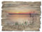 ARTland Wanddeko Bild aus Holz Holzbild vintage Deko 40x30 cm Querformat See Ufer Küste Steg Sonnenuntergang Gräser Wolken Maritim T9QD