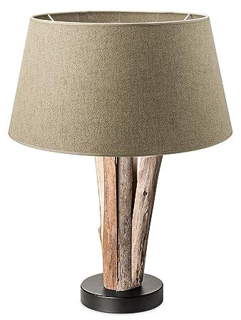Home Sweet Home Ländliche Tischlampe Melrose Bindy | 35/35/33cm | taupe | Tischlampe mit Lampenschirm | für E27 LED-Lampe | mit Schnurschalter | geeignet für Wohnzimmer, Schlafzimmer