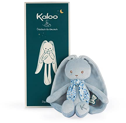 KALOO - Lapinoo - Pantin Lapin - Baby Plüsch Jersey und Strick - 25 cm - Farbe Blau - Sehr weiches Material - Geschenkbox - Ab Geburt, K969939