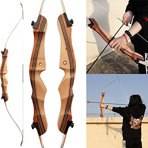 SHARROW 12-20lbs Bogenschießen Recurve Set Teenager 48 54 Bogen Pfeil Set Jugend Trainingbogen Holz Riser mit 6 Stück sicheren Saugnapf Pfeilen für Geburtstags Geschenk(48 12LBS, Bogen)