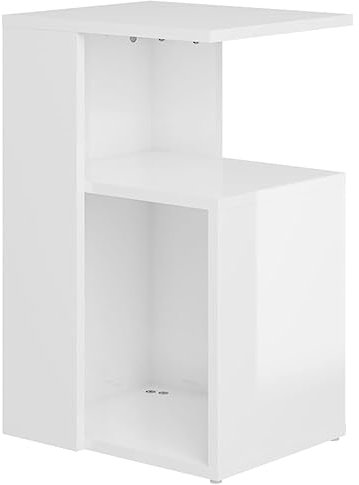 vidaXL Table d'Appoint, Table Basse, Bout de Canapé, Meuble de Salon Salle de Séjour Maison Intérieur, Moderne, Blanc Brillant Bois d’Ingénierie