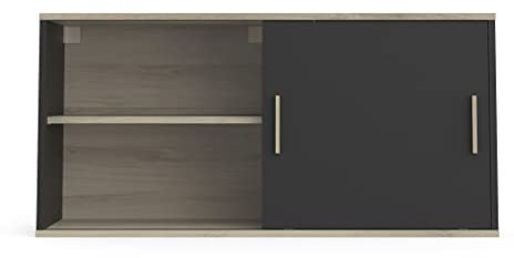 PEGANE Meuble Haut Coloris chêne kronberg/Noir - Longueur 120 x Profondeur 39 x Hauteur 60 cm