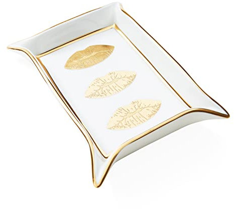Jonathan Adler Lips Valet Schmucktablett, goldfarben