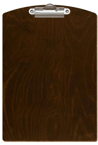 Bütic Porte-bloc en bois forme de segment – chêne foncé – pour A3 A4 A5 A6 – A5 – Pince à dents argentée