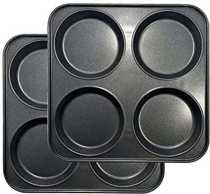 WINSOME Yorkshire Pudding Tray 4 Cup Muffins Bakeware Tins & Trays Premium Nonstick Cupcake Tray for Oven Baking Roasting Tin (Pack of 2)