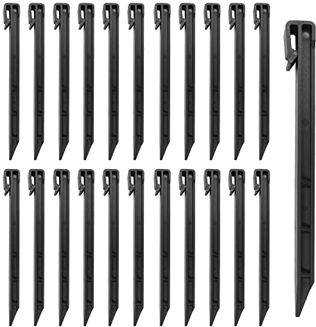 Chihutown 30 Pieces 10 Inch Plastic Garden Stakes, Black, Minimalist, Functional Landscape Edging Anchoring Stakes for Garden, Lawn Edging