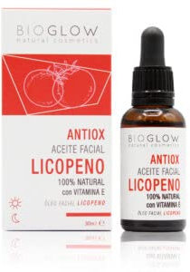 Aceite Facial Licopeno 30ml Bioglow. 100% Natural con Vitamina E. Antioxidante con Aceites Esenciales. Combate el Envejecimiento de la Piel, Atenua las Manchas. Luminosidad.
