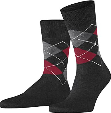 Burlington Herren Socken Manchester M So Baumwolle gemustert 1 Paar, Grau Anthracite Melange 3096, 40-46