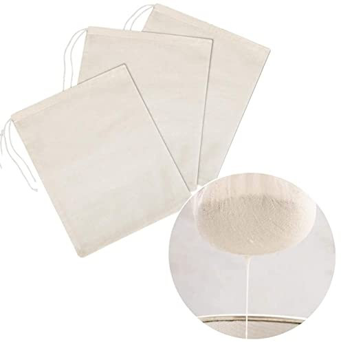 CHAMEEN Nut Milk Bag Hemp Washable Fine Mesh Filter Cloth Multi-Purpose for Homemade Cheese Fruit Juice Vegetable Juice