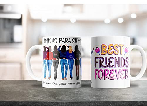 ERDM Regalos Taza Mejores Amigas Personalizada con 8 Nombres