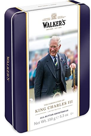 Walker's Shortbread King Charles III Limited Edition Coronation Tin, Pure Butter Shortbread Cookies , 0.15 kilograms, 1.0 count, Pack of 1