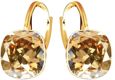 Ohrringe 925 Silber Österreichische Zirkonia - 24 karat Vergoltet Schmuck für Frauen und Mädchen - Hängeohrringe Ideal für Geschenke für Fraue (Golden Shadow)