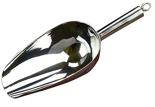 Pala per il ghiaccio in acciaio inossidabile, paletta per alimenti in metallo per cubetti di ghiaccio, caramelle, alimenti secchi, farina, popcorn Argento 18,5x10,5 cm (7x4 pollici) (Argento 18,5x10