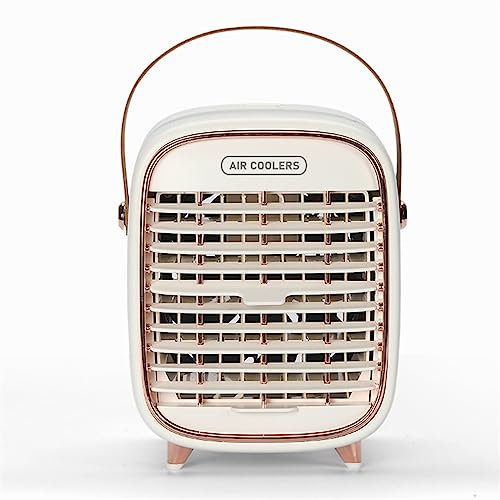 Climatiseur portable - Refroidisseur d'air personnel - Silencieux, sans fil et rechargeable - Style vintage - Mini ventilateur évaporatif - Climatiseur personnel à trois vitesses - Refroidisseur porta