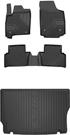 FROGUM EIN Satz Gummimatten Auto Fußmatten und Kofferraumwanne Kofferraummatte für Opel Meriva A 2003-2010 | Hohe Kante | Robust und langlebig