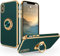 SouliGo iPhone XS Hülle, iPhone X/XS Handyhülle Slim weiche TPU Case mit 360 Grad Ring Halter Ständer stabil Kratzfest Hülle für iPhone X/XS 5.8 Zoll Grün Gold