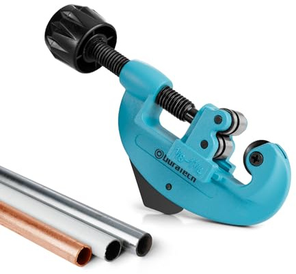 DURATECH Tubing Cutter 1/8-1-1/4, Copper, Aluminum, Brass and Plastic Tubing Quick-Acting Cutter, With Replacement Wheel and Reamer