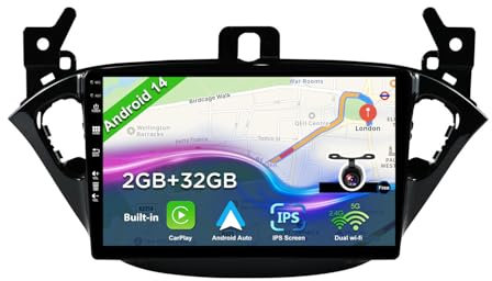 BXLIYER 9 Zoll Android 14 Autoradio für Opel Corsa/Adam (2013-2019) - Rückfahrkamera KOSTENLOS - 2G+32G - 2 Din - DAB Lenkradsteuerung WiFi Carplay Android Auto DSP Split-Screen 4G Bluetooth