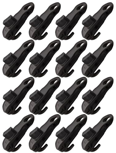 20 Pcs Tarp Clips Heavy Duty Lock Grip - Tarpaulin Clips and Clamps for Tents - Shade Cloth Plastic Clips - Awning Clips Camping Tarp (Black)