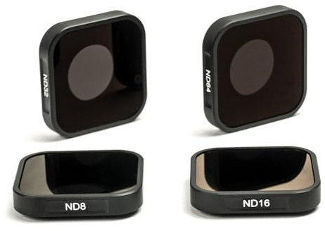 N-FACTORY-DE ND Filter Set für GoPro Hero 12, 6er Pack, ND8, ND16, ND32, ND64, UV, CPL, Aluminium, Glas, Version