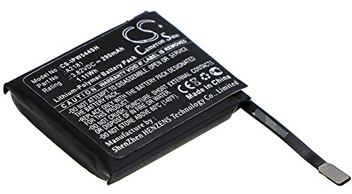 Batteria di ricambio compatibile con Apple MWVF2LL/A, MWW12LLA, Watch Series 5 44 mm (290 mAh/1,11 Wh)