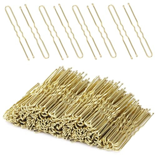 EUPSIIU 200 Pièces Épingles à Cheveux, Epingle Cheveux Femme Pince Chignon, Métal Invisible U Forme Pins, Epingle a Cheveux Pince Chignon, 5cm U Epingle Cheveux pour Femmes Filles, DIY Coiffure (Or)