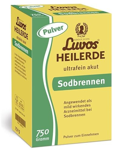 Luvos Heilerde ultrafein akut - mild wirkendes Arzneimittel bei Sodbrennen, wirkt sofort & anhaltend, lindert Schmerzen, bindet überschüssige Magensäure, schützt Magen und Speiseröhre, 750 g Pulver