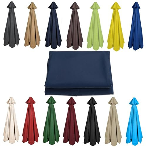 200CM 2.7M 300CM Umbrella Replacement Parasol Canopy, UV50+, Waterproof, 6/8 Ribs Sun Umbrella Replacement Cloth Garden Canopy Cover Replacement Cover(Color:Navy blue,Size:6 ribs-3m(9.8ft))