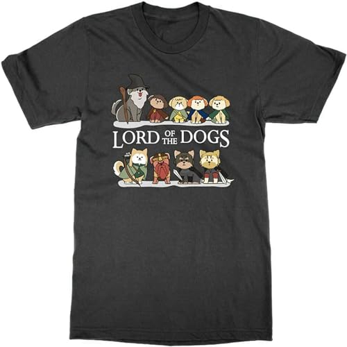 Men's Lord of The Dogs T-Shirt Funny Nerd Tee Rings LOTR Cute Tolkein Present Gift Black M