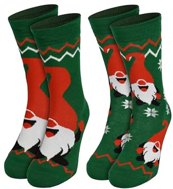 United Labels Wichtel Winter Socken für Herren - Weihnachtssocken Männer Sneaker Strümpfe Grün (2er Pack)