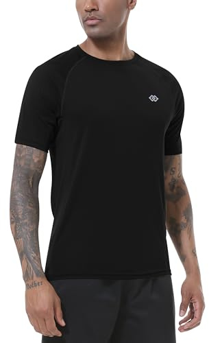 MoFiz Rashguard Anti-UV Homme Manches Courts T Shirt Séchage Rapide Surf UPF 50+ pour Natation Surf Plongée Plage Noir1 EU M