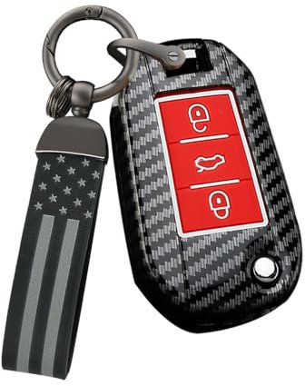 ontto ABS Autoschlüssel Hülle Schlüsselhülle Schutzhülle Passt für Peugeot 5008 208 308 für Citroen C3 C4 Cactu für Opel Crossland X Zafira Corsa F Amerikanischer USA-Flagg Schlüsselanhänger-Rot